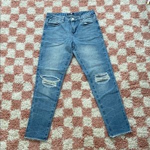 Boohoo Acid Wash Blue High Waist Jeans